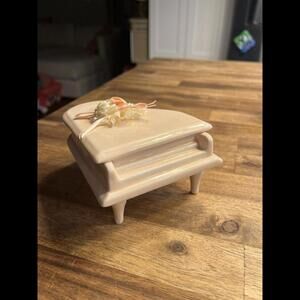 ENESCO‎ Pink Piano Trinket With Floral Embellishment Porcelain Vintage